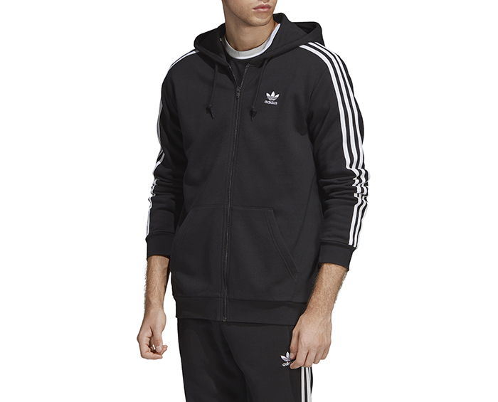 adidas originals trefoil stripe full zip hoodie