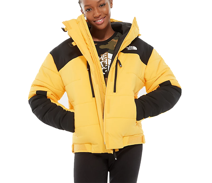 yellow north face puffer coat