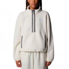 The North Face Womens TNF Fleeski 1/4 Zip Pullover Fleece White Dune