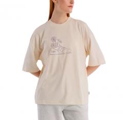 New Balance Womens Oversized Flower T-Shirt Linen