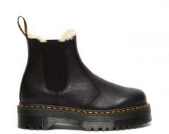 Dr. Martens 2976 Quad Fur Lined Platform Chelsea Black Pisa