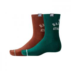 New Balance Lifestyle Midcalf Socks 2 Pack Green / Brown