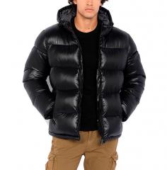 Schott NYC Columbus Hooded Puffer Jacket Black